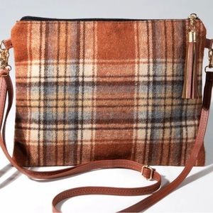 #4061 Fall Time Vibes Plaid Crossbody Clutch Bag